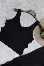 ست کراپ و لگ ویسکوز مشکی بغل حلقه - Image 4
